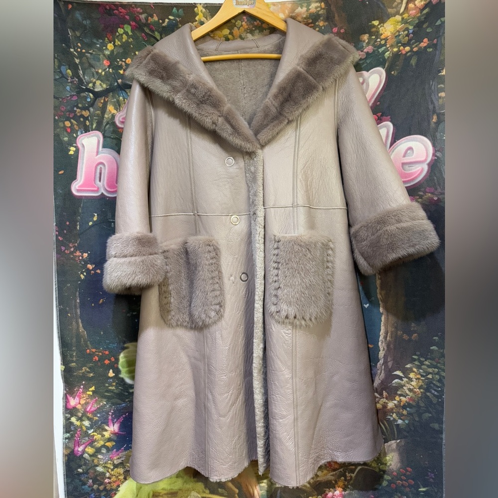 Leather Mink Fur Wool Reversible Jacket